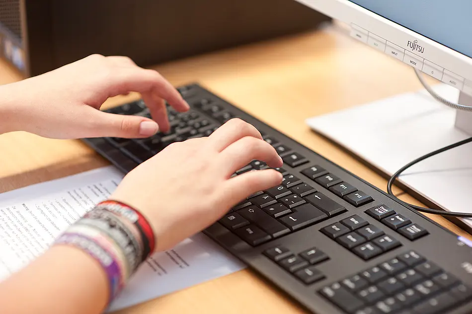 working at a desk