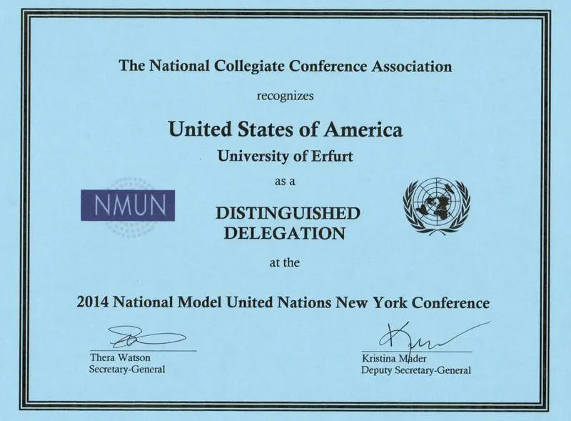 Auszeichnung USA Distinguished Delegation