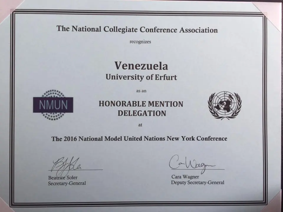 Auszeichnung venezuela Honorable Mention Delegation