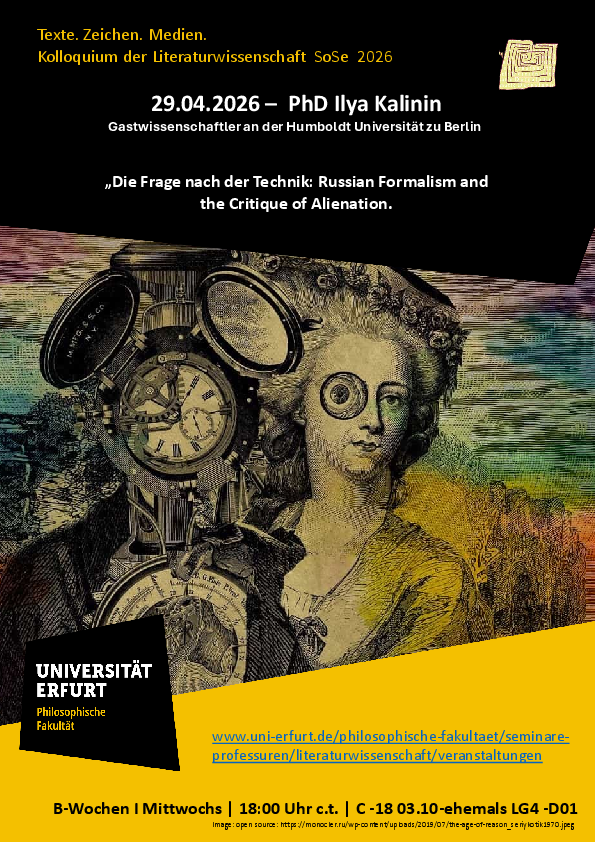 Plakat zum Vortrag Ilya Kalinin im SoSe 2026 TZM