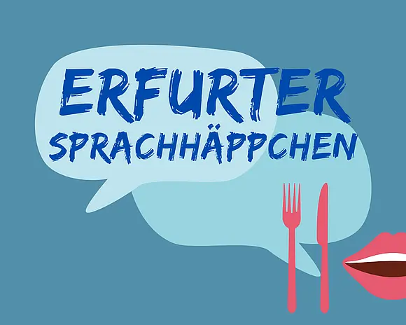 Logo Erfurter Sprachhäppchen mit Gabel und Messer