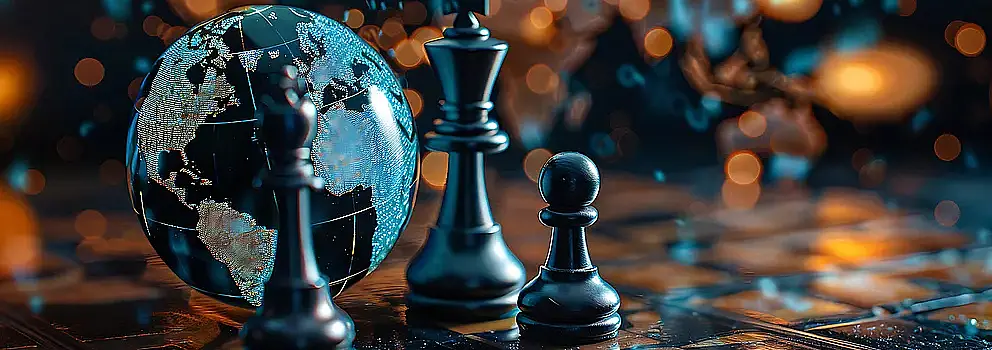 Schachbrett mit Weltkugel