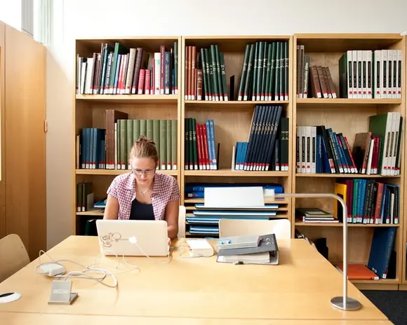 A student working in the library