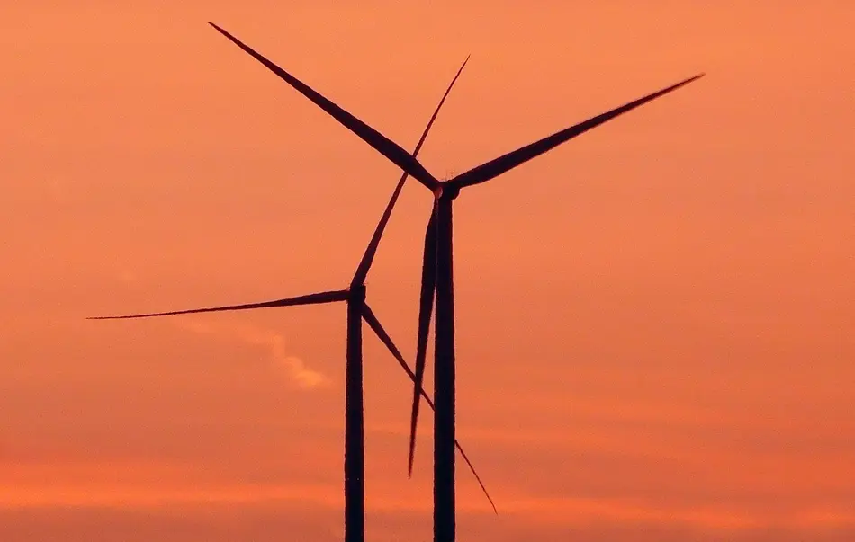 Wind turbines sunset 