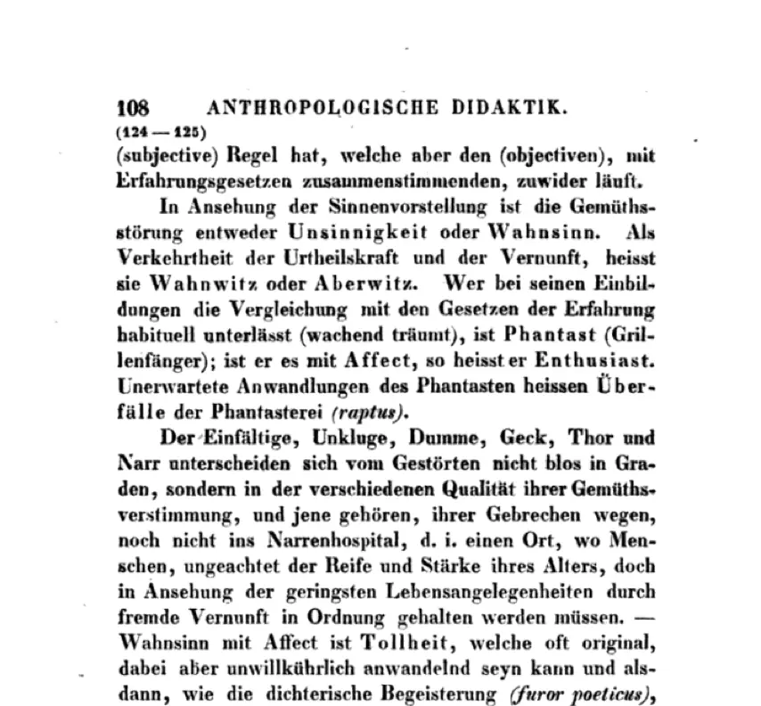 Screenshot eines Scans von Immanuel Kant's Anthropologie in pragmatischer Hinsicht, hrsg. v. Friedrich Wilhelm Schubert u. verlegt von Leopold Voss, Leipzig 1838.