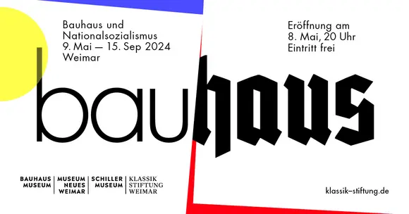 Banner zur Eröffnung der Ausstellung "Bauhaus und Nationalsozialismus"