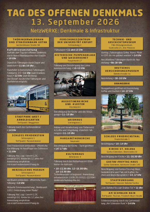 Programm für den Tag des offenen Denkmals in Gotha