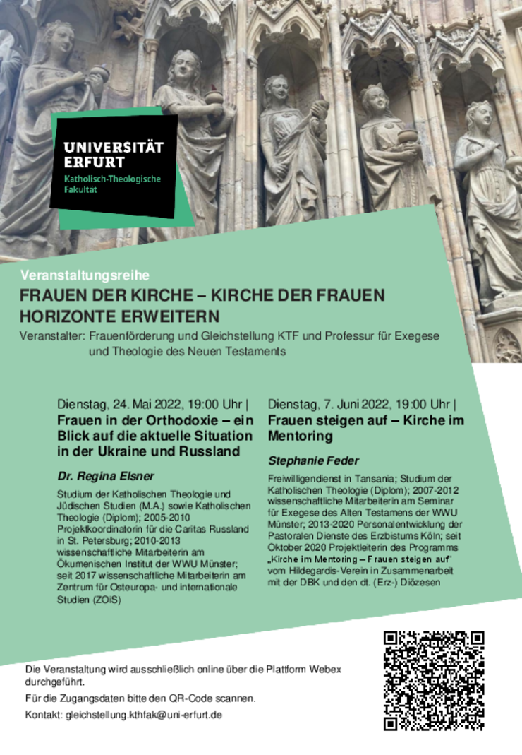 Plakat zur Veranstaltungsreihe Kirche der Frauen – Frauen der Kirche