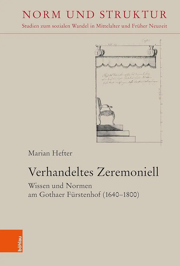 Buchcover Norm und Struktur, im Hintergrund beige, Zeichnung mit Schrift - Marian Hefter als Autor