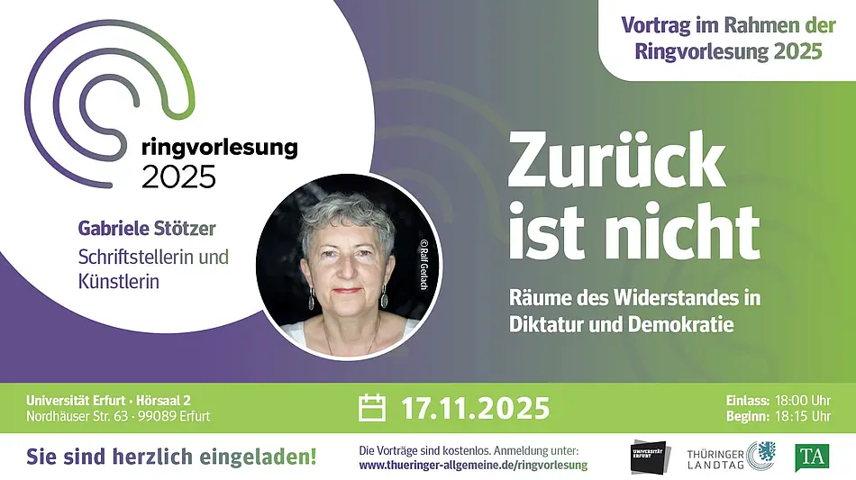 Banner zur Ringvorlesung mit Gabriele Stötzer