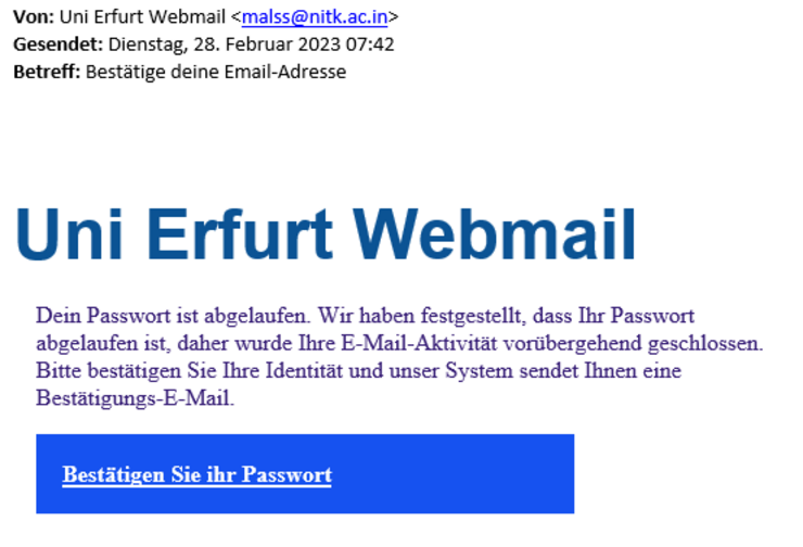 Screenshot Phishing Mail