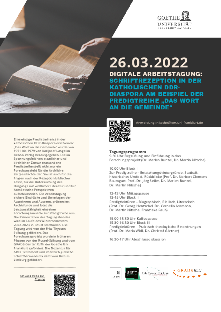 Plakat Tagung Schriftrezeption DDR