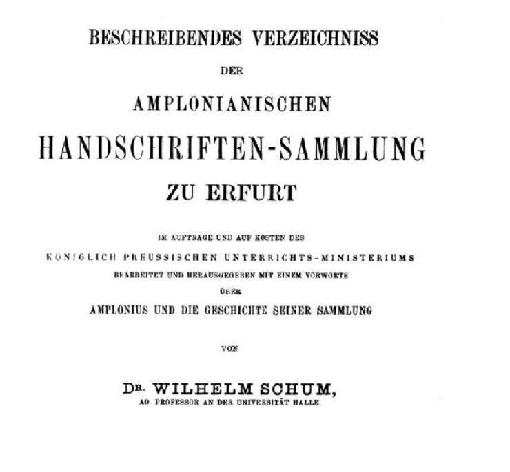 Titelseite vom Schum-Katalog
