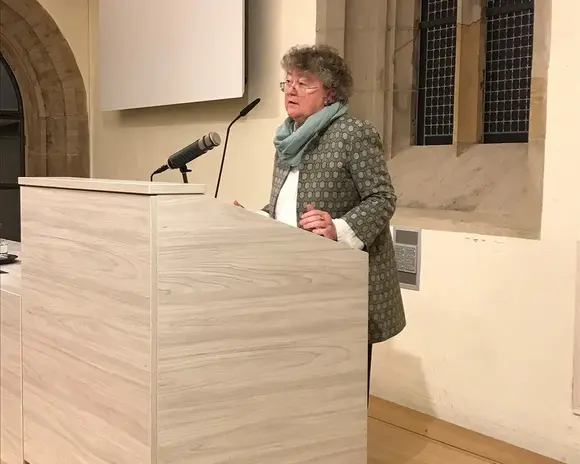 Prof. Dr. Dorothea Sattler bei einer Gastvorlesung an der Katholisch-Theoligischen Fakultät der Universität Erfurt im Januar 2020