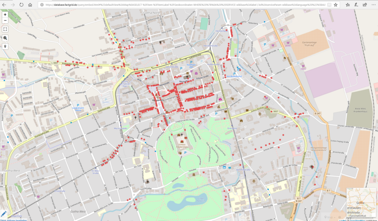Georeferenzierte Gothaer Adressen, Darstellung auf dem Stadtplan