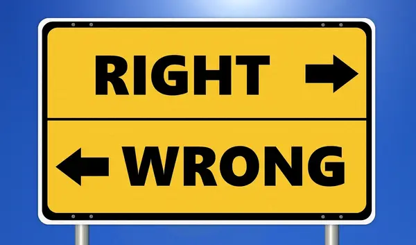 Schild mit der Aufschrift "Richtig" und "Falsch"