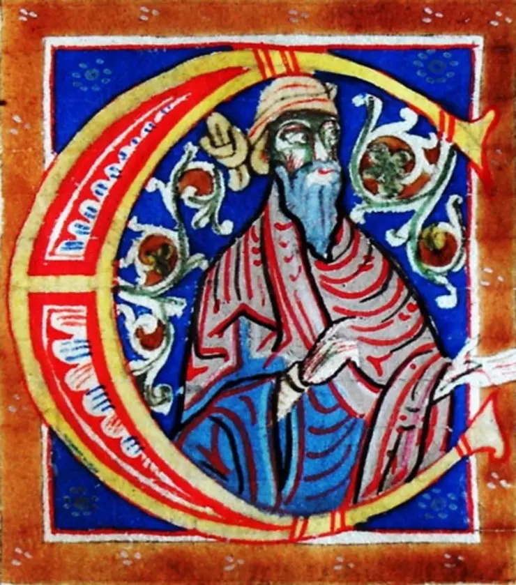 Der Arzt Constantinus Africanus, Initiale aus der Handschrift Dep. Erf. CA. 4° 184