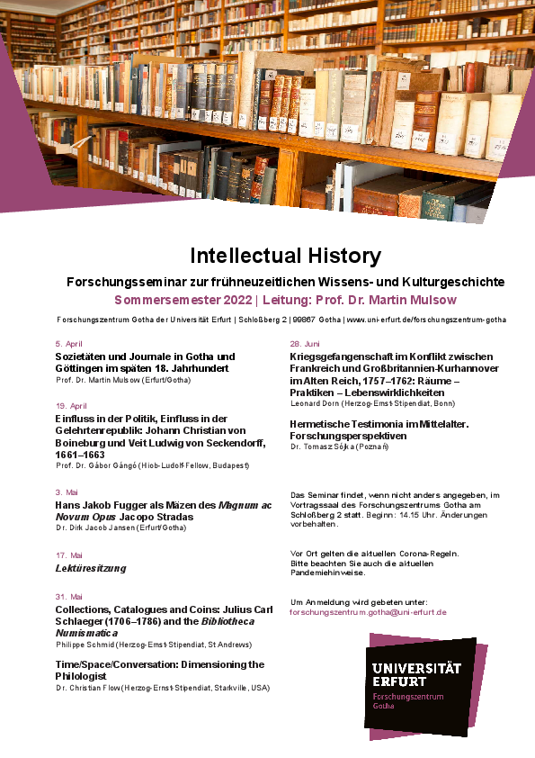 Programm Intellectual History Sommer 2022