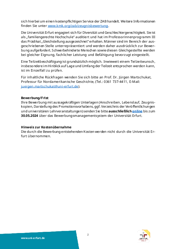 Stellenausschreibung S. 1