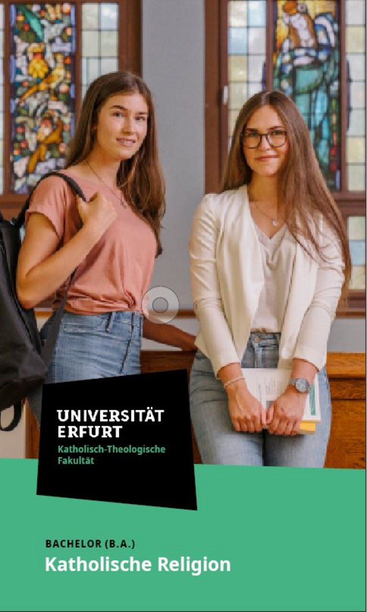 Titelbild des Info-Flyers "Bachelor: Katholische Religion" an der Katholisch-Theologischen Fakultät der Universität Erfurt
