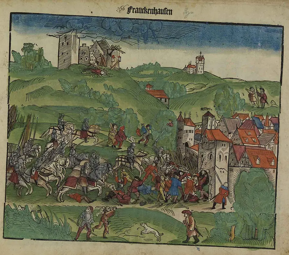 Die Bauern werden bei Frankenhausen geschlagen. Bamberger Burgenbuch