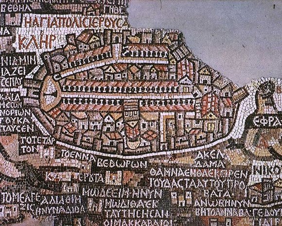 Darstellung Jerusalems auf der Mosaikkarte von Madaba