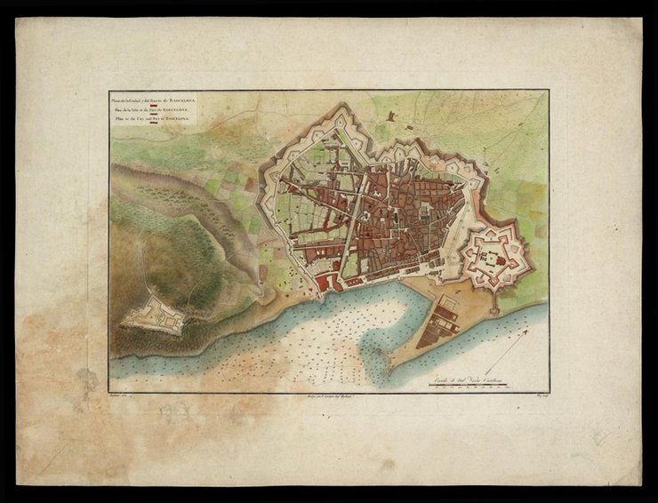 Moulinier, Plano de la Ciudad y del Puerto de Barcelona, 1806 (© Institut Cartogràfic de Catalunya)