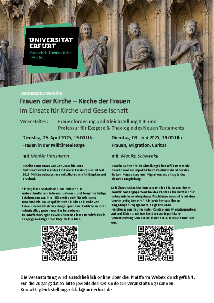 Plakat zur Veranstaltungsreihe Kirche der Frauen - Frauen der Kirche