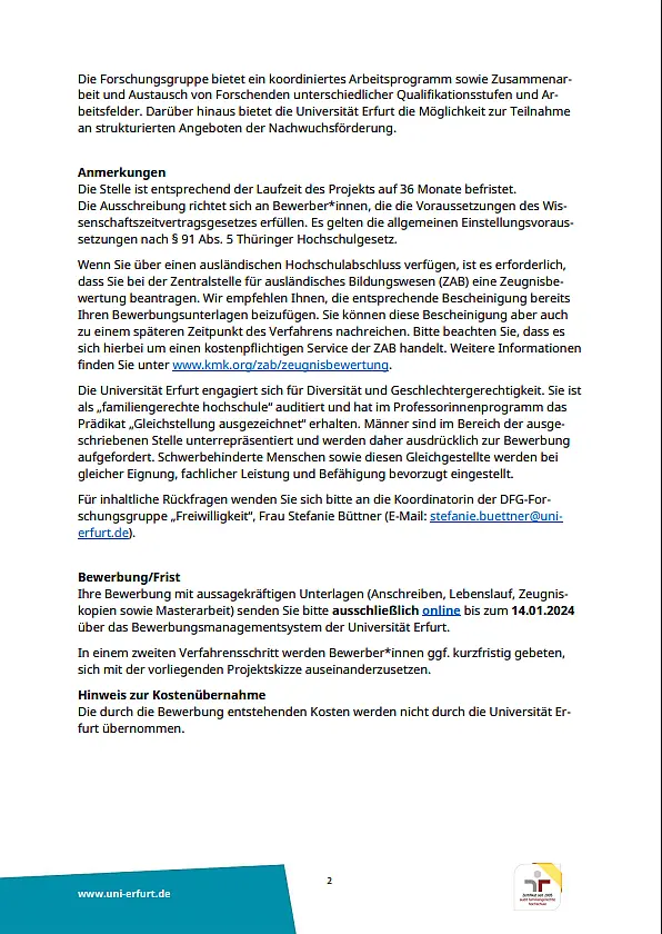 Stellenausschreibung