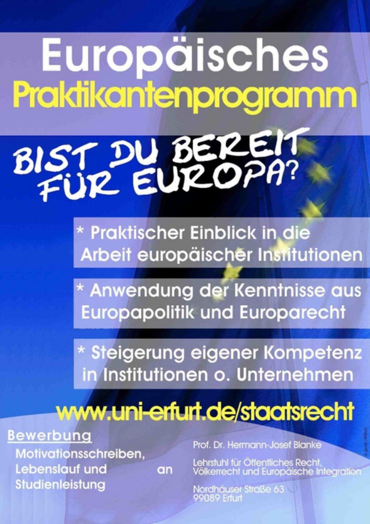 Plakat Europäisches Praktikantenprogramm