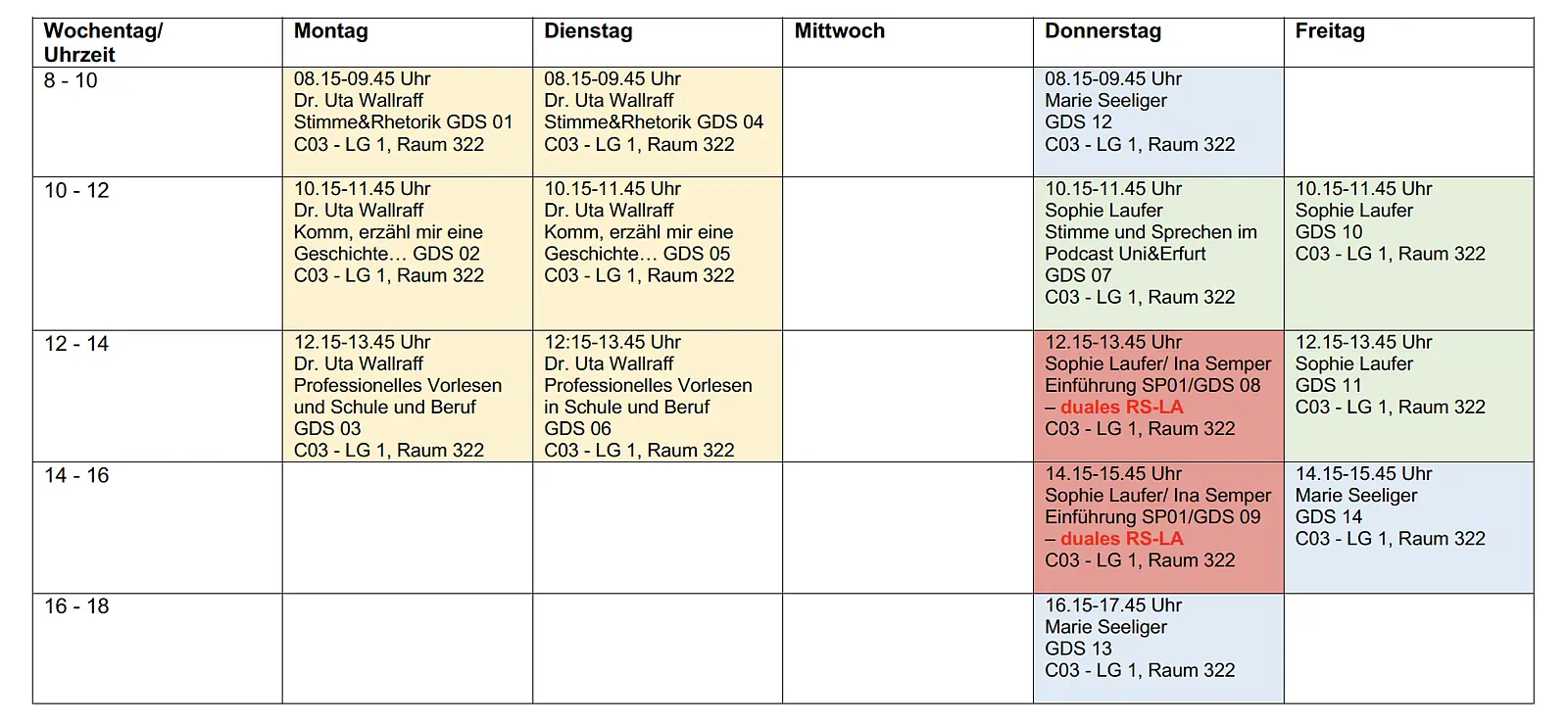 Stundenplan SoSe 2026
