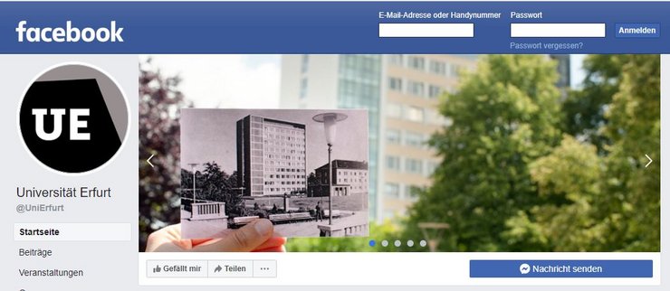 Facebook-Kanal der Uni Erfurt