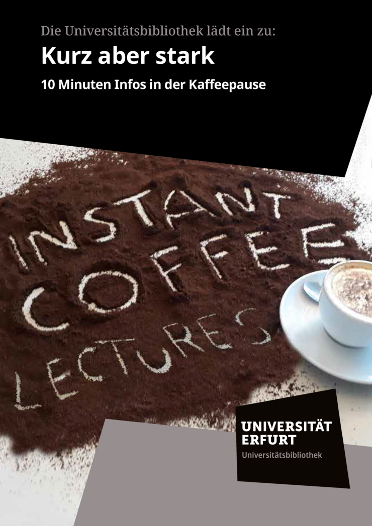 Plakat "Kurz aber stark: 10 Minuten Infos in der Kaffeepause"