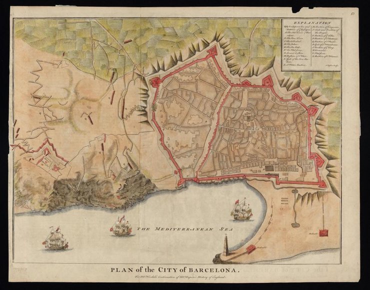 I. Basire, Plan of the City of Barcelona, 1706 (© Institut Cartogràfic de Catalunya)