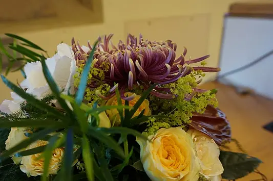 Blumen im Auditorium Coelicum an der Katholisch-Theolgischen Fakultät der Universität Erfurt