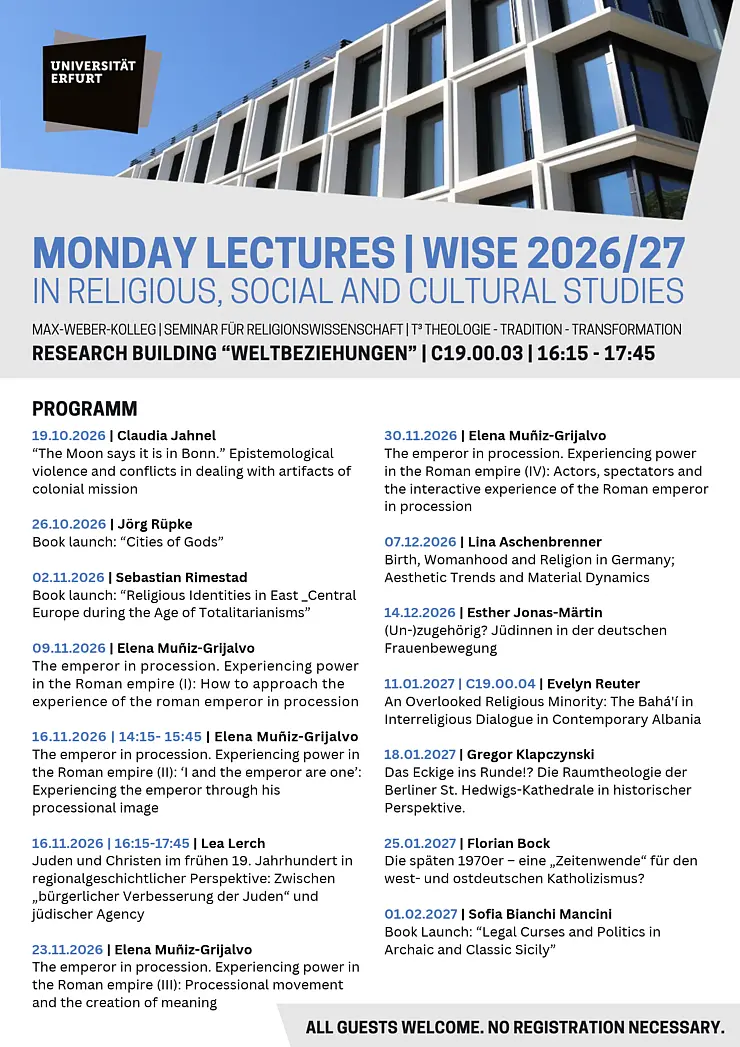 Übersicht Monday Lectures WiSe26/27