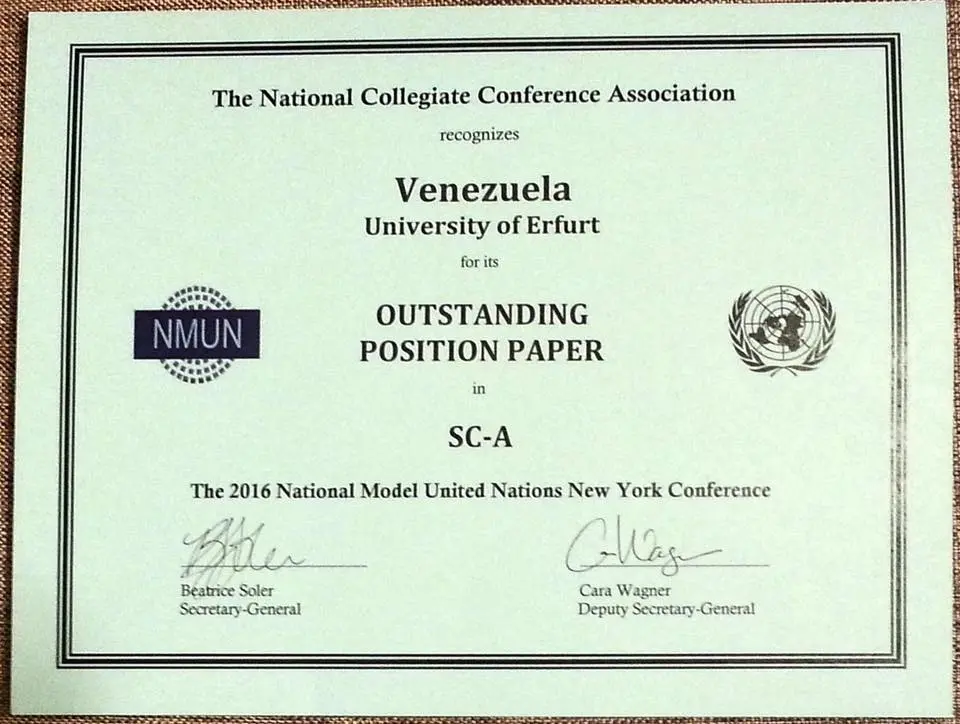 Auszeichnung venezuela Outstanding Position Paper