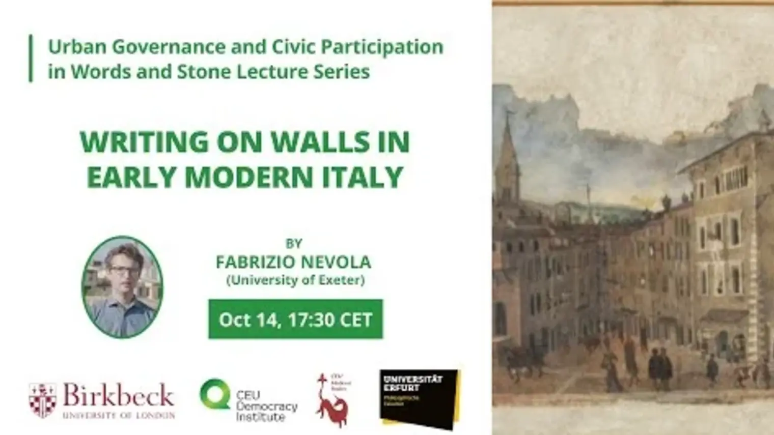 Title page of presentation on early modern Italy