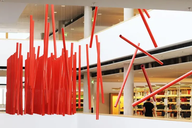 art in architecture: tube installation in the Erfurt University Library