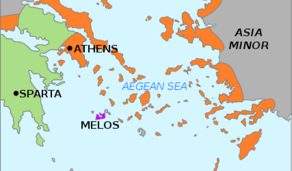 Abbildung der Lage der Insel Melos in der Ägäis auf einer Karte