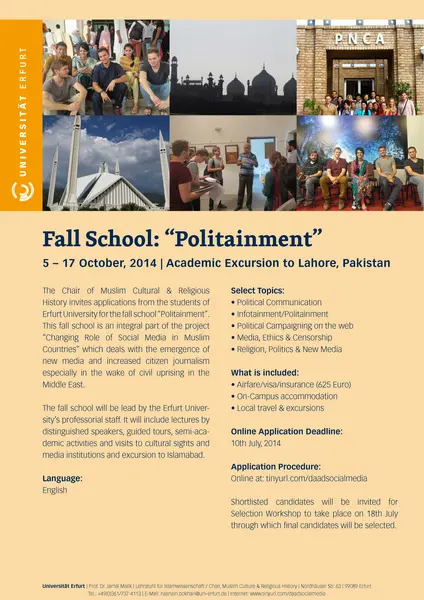 Poster "Fall School: Politainment"