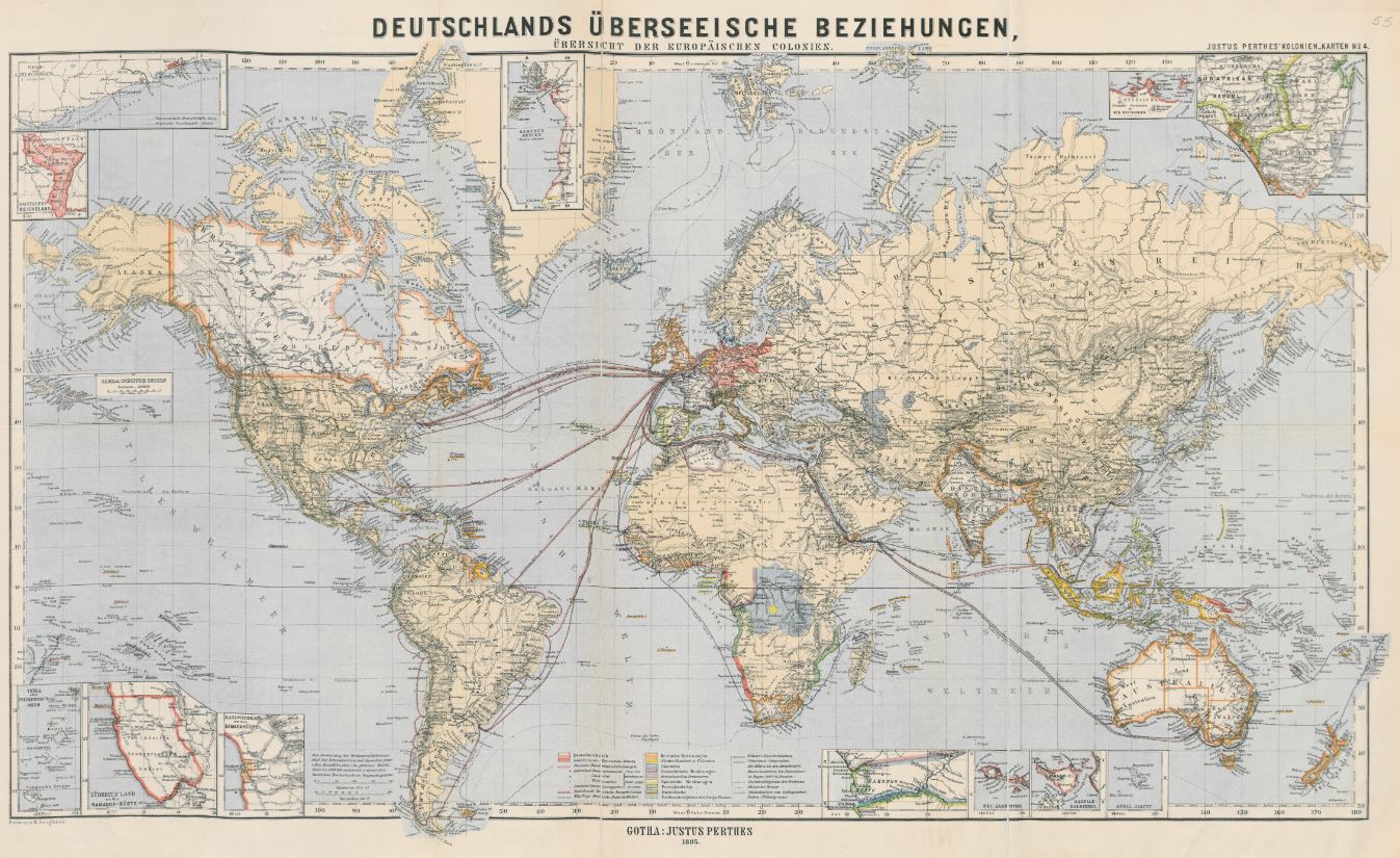 Karte Berghaus Überseeische Beziehungen 1885