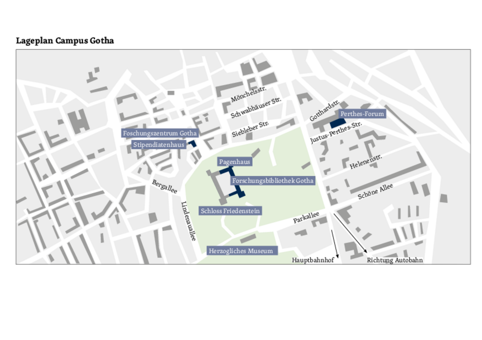 Lageplan des Forschungszentrums Gotha