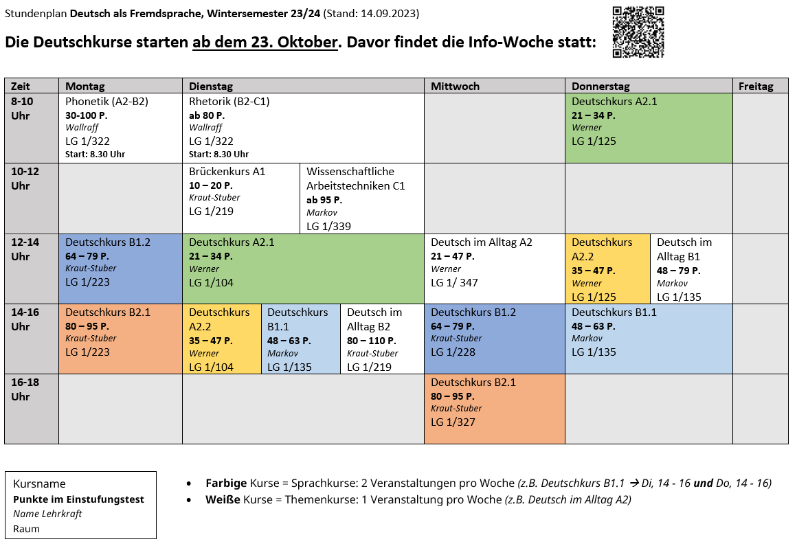 timetable german winter semester 2324