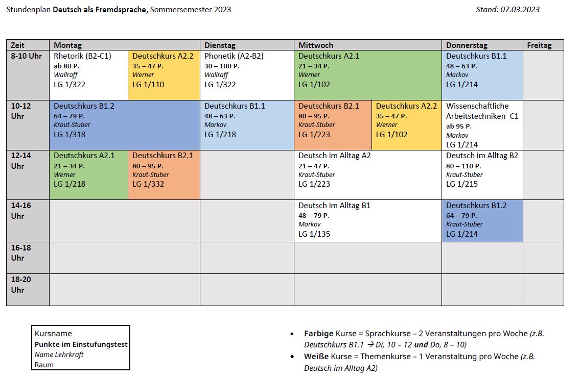 timetable german 