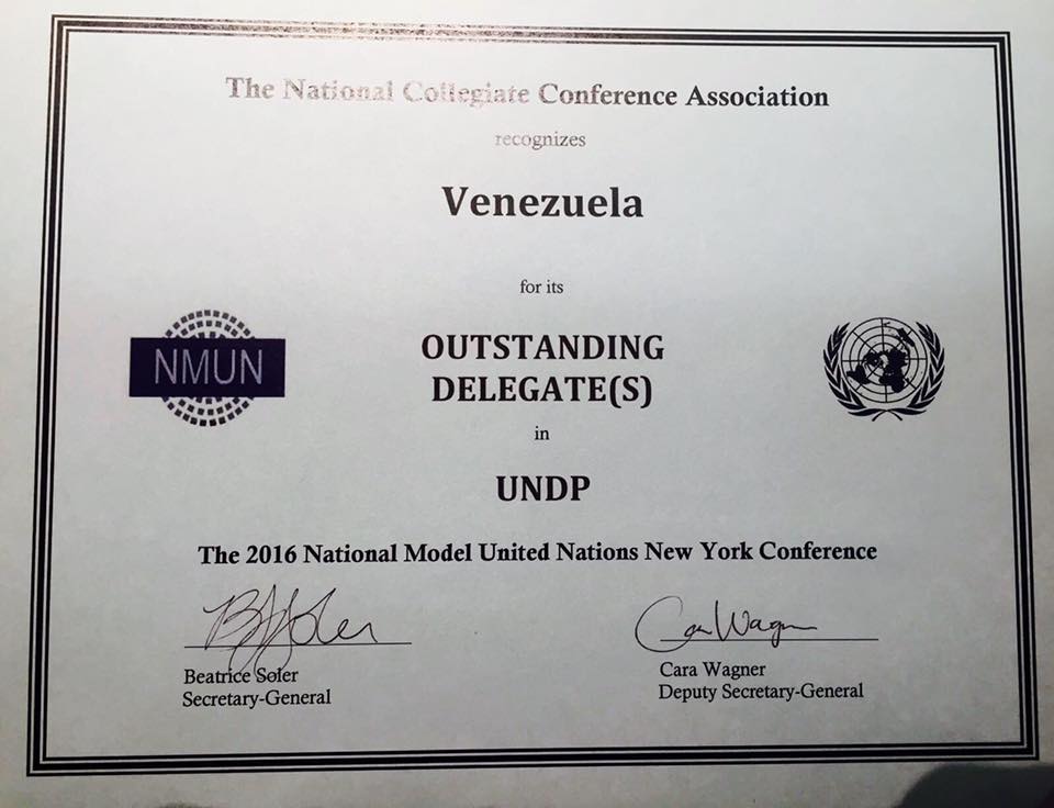 Auszeichnung Venezuela Outstanding Delegates